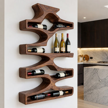 Contemporary Wall Wine Storage Natural Wood For Dining Room