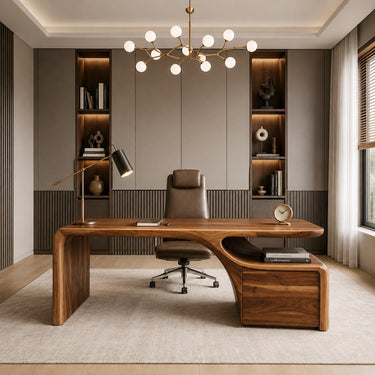 Modern Desk With Sculptural Single-Leg For Home Office
