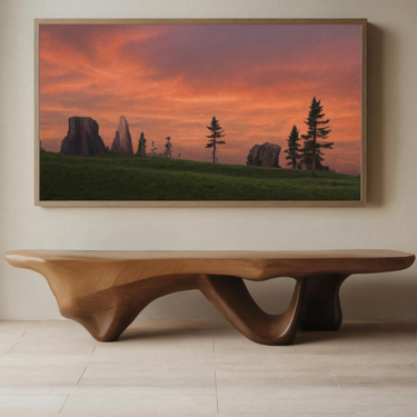 Modern Sculptural Bench With Flowing Design For Living Room