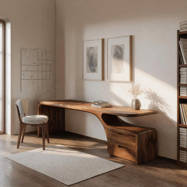 Modern Desk With Sculptural Single-Leg For Home Office