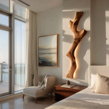 Modern Live Edge Wooden Wall Lamp For Bedroom
