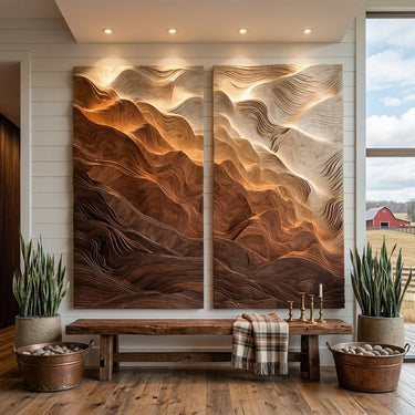 Modern Wavy Wooden Wall Art For Home Interior