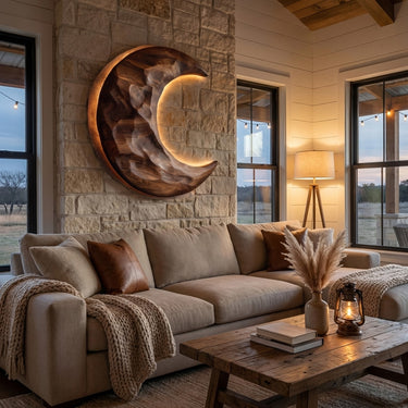 Organic Modern Crescent Wood Wall Art  For Living Room