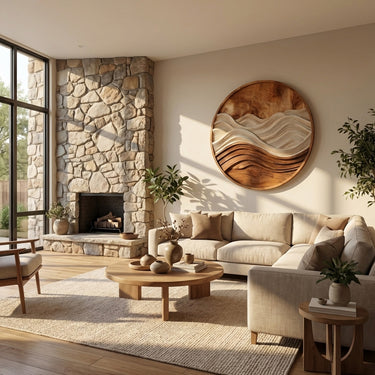 Organic Round Wooden Seascape Wall Art For Living Room