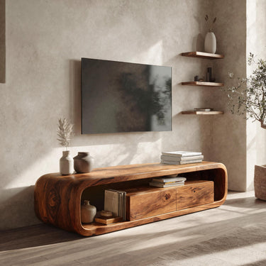 Minimalist Modern Organic TV Console Media Unit For Living Room