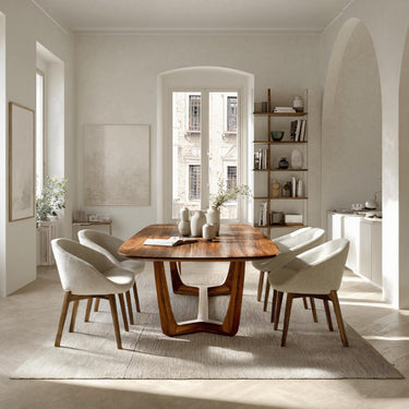 Organic Modern Dining Table With Curved Sculptural Base For Dining Room