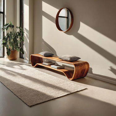 Organic Wave Entryway Bench For Contemporary Home