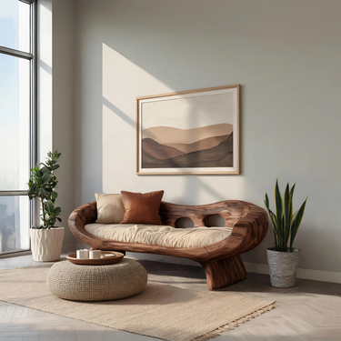 Artistic Sculptural Sofa With Curved Design For Living Room