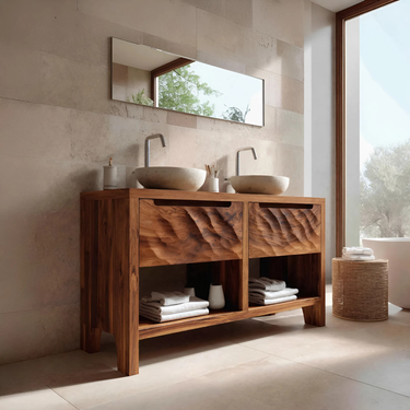 Rustic Bathroom Vanity With Two Drawers For Bathroom Decor