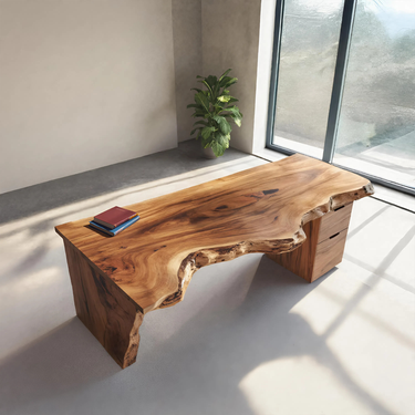 Handcrafted Live Edge Desk For Office Or Workspace