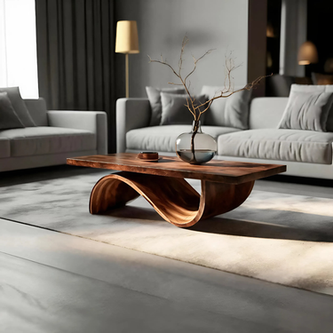 Artistic Coffee Table Curved Base Design For Living Decor