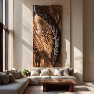Hand Carved Feather Wall Art Design For Home