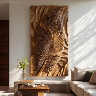 Large Handcrafted Feather Wall Art For Living Room