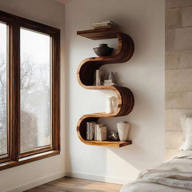 Handcrafted Vertical Wall Bookshelf For Living Or Bedroom