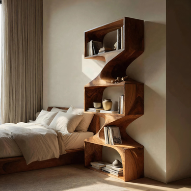 Modern Sculptural Wall Bookcase For Living Room Or Office
