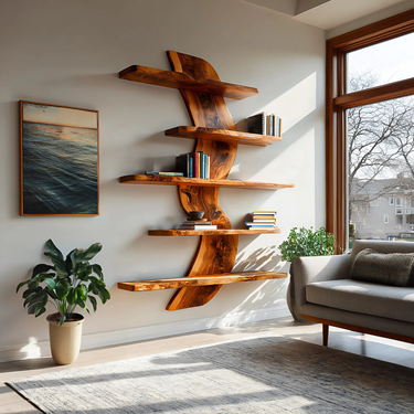 Sculptural Wall Mounted Bookshelf For Modern Living Room