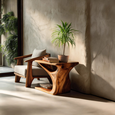 Decorative Side Table With Unique Base For Living Room