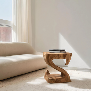 Modern Sculptural S Shaped Side Table For Living Room
