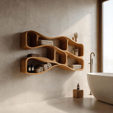 Organic Sculptural Wall Storage For Modern Bathroom