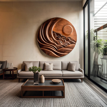 Modern Mountain Sun Wall Art Sculpture For Living Room