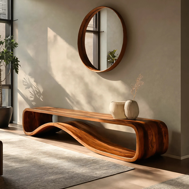 Organic Modern Bench Curved Sculptural For Home Furniture