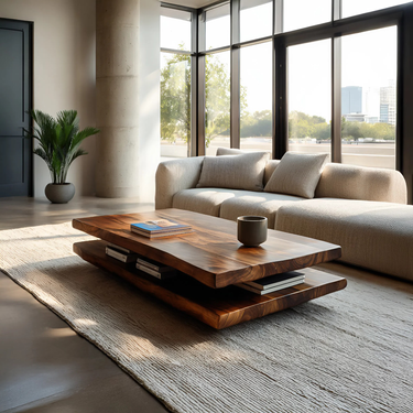 Elegant Rustic Coffee Table Two Layers For Living Room