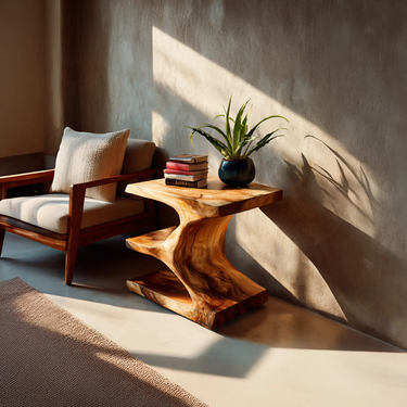 Modern Side Table With Shelf Displaying Accessories For Home