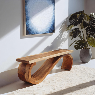 Modern Sculptural Bench For Entryway Or Living Room Decor