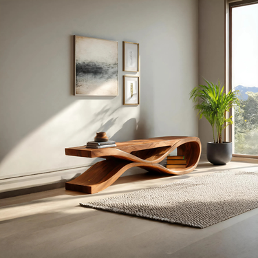 Organic Bench With Flowing Curved For Modern Home Decor