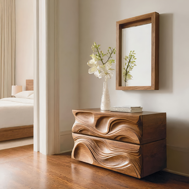 Luxury Chest Of Drawers Sculptural Wave Front For Living Decor