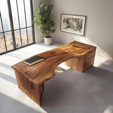 Organic Live Edge Desk For Office Or Studio Interior