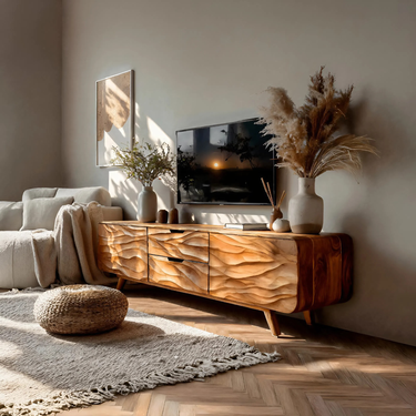 Handcrafted TV Stand With Stylish Storage For Living Room