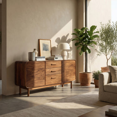 Modern Organic Sideboard With Center Drawers For Living Room
