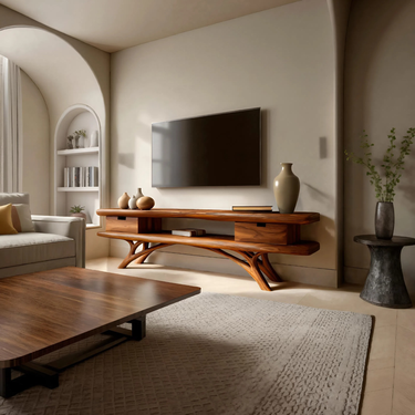 Artistic Curved TV Cabinet For Minimalist Interior Furniture