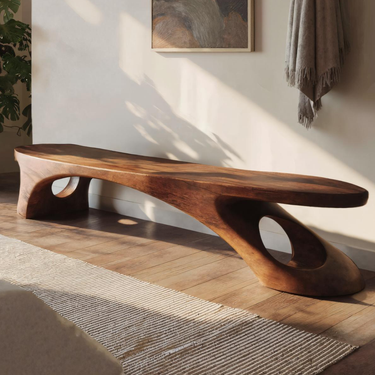 Modern Sculptural Bench With Organic Design For Entryway